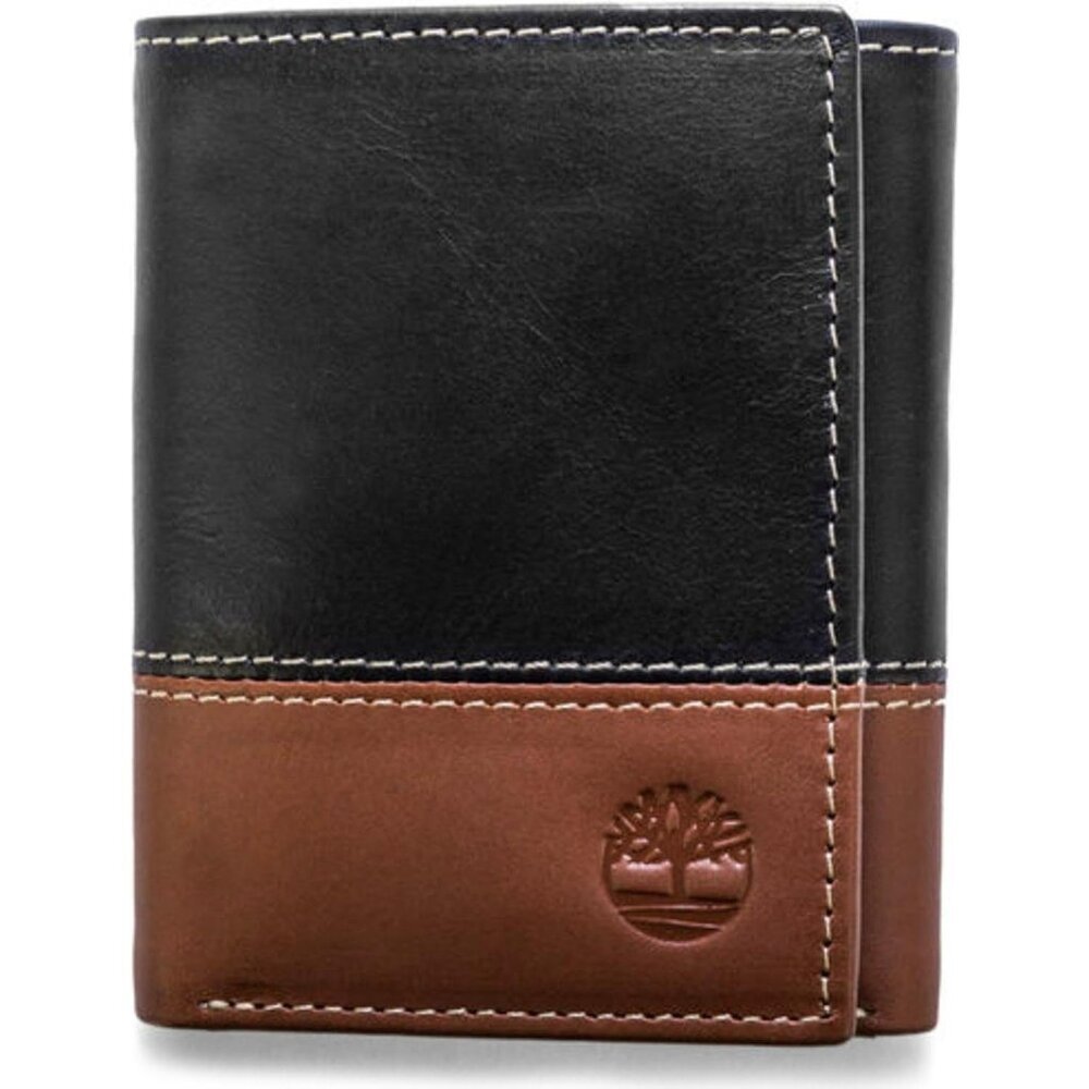Men's Black Brown Hunter Imported Leather Trifold Wallet